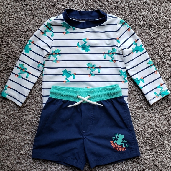 Carter's Just One You Baby Boy Swim Trunks Rash Guard Set 12m - Picture 1 of 4